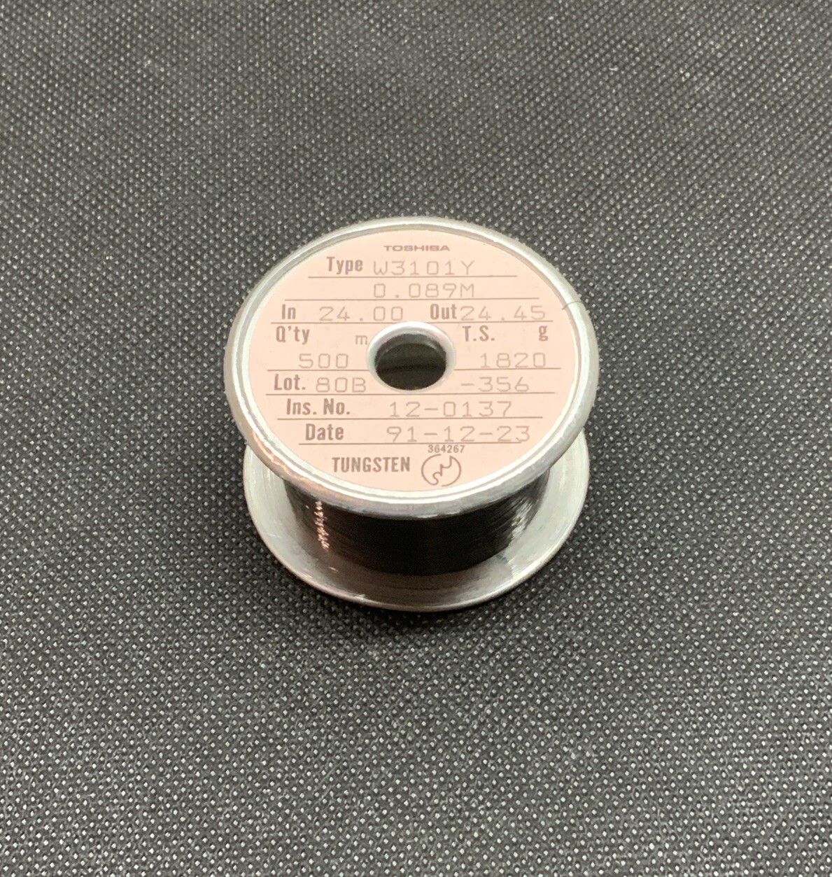 Toshiba W3101Y Tungsten Fine Wire 500M Spool 0.089mm / 0.003 / 0.0035” – New