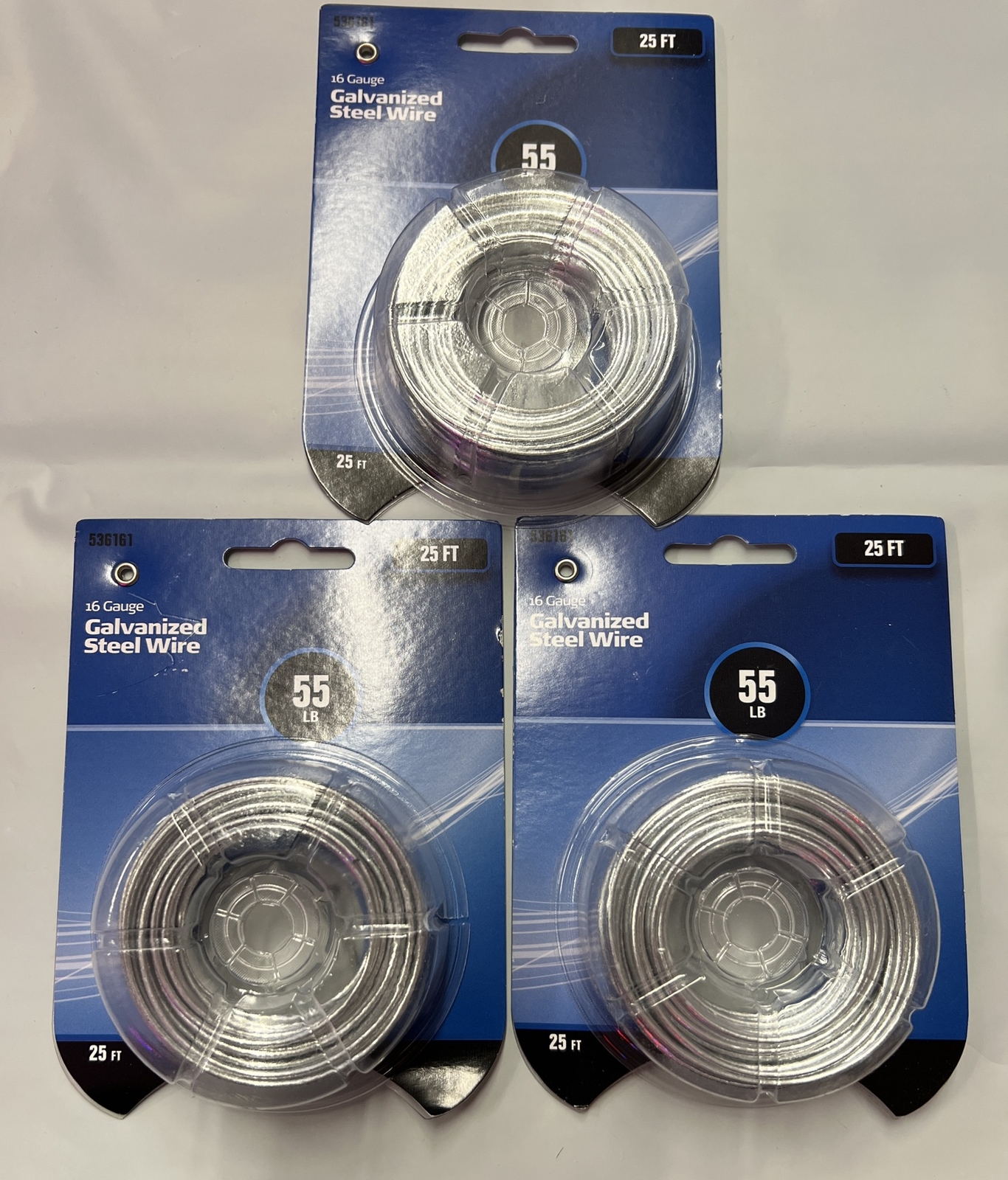 3x-16-gauge Galvanized Steel Wire 25feet 55lbs. 3-pack new