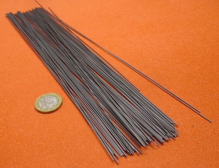 C1080 Carbon Steel Music Wire, Phosphate Coated, .033″ Dia x 1 FT Length, 100 pc