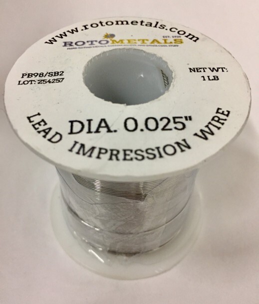 Lead Impresion Wire – .025 inch Diameter – 1 Pound Spool