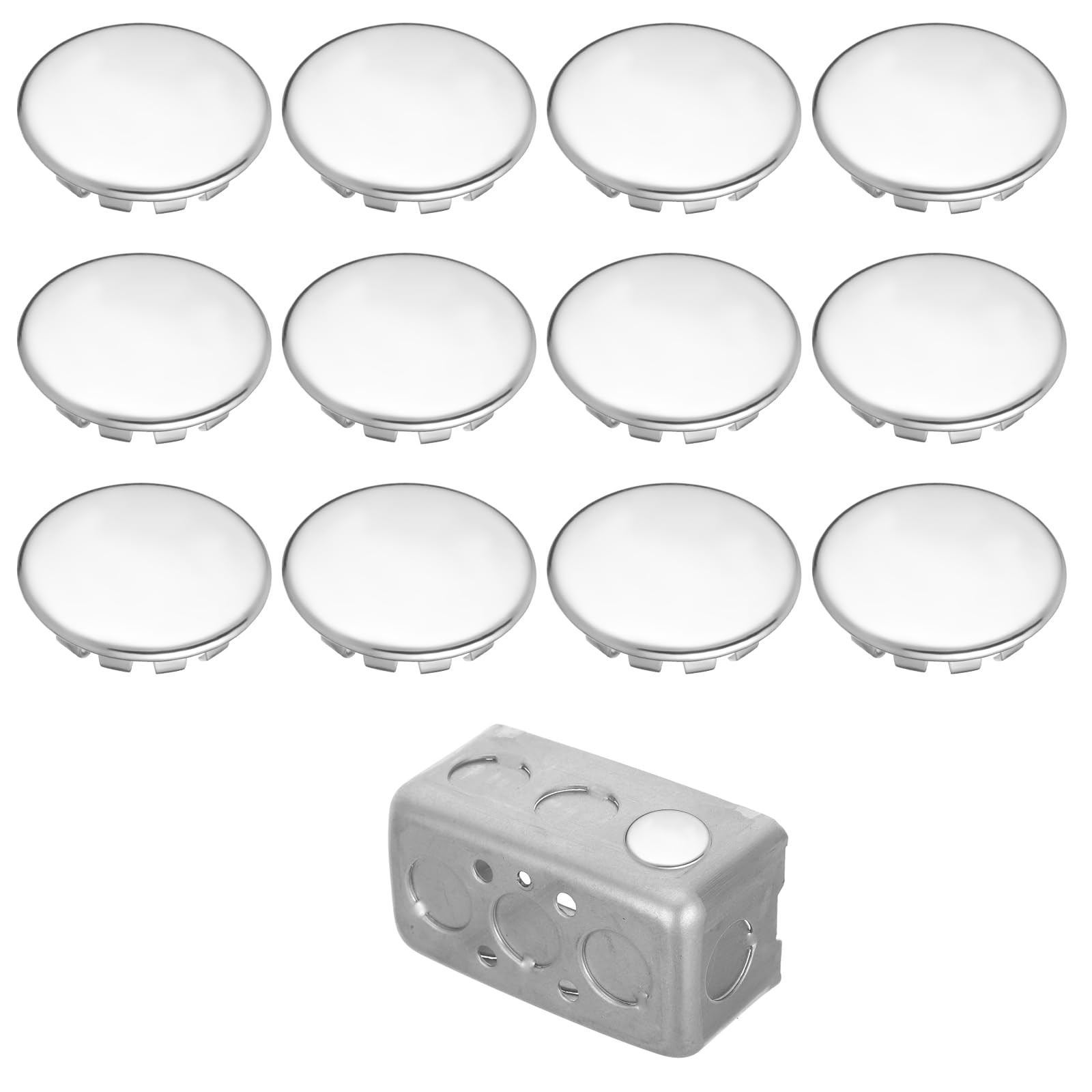12 PCS Electrical Box Knockout Plugs, 1/2 Inch Round Stainless Steel Electrical
