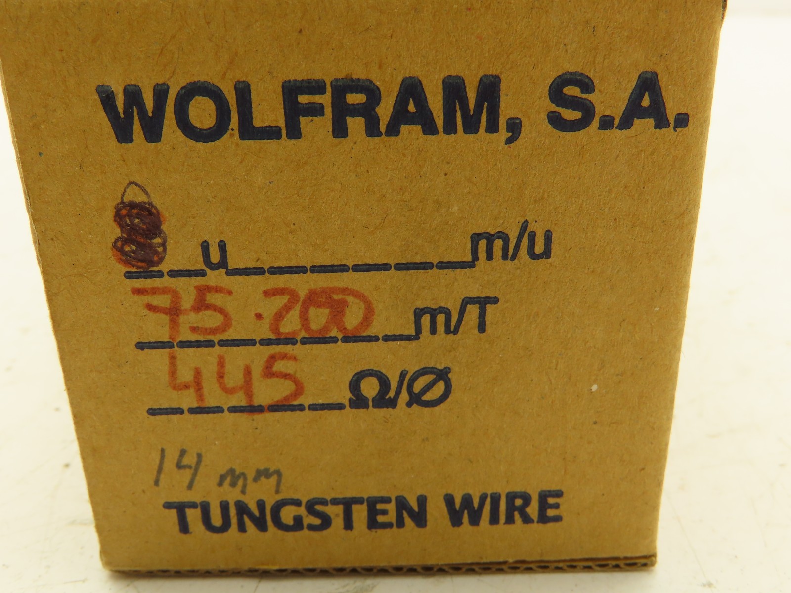 Wolfram Tungsten Filament Wire 0.014mm 0.588-0.602 ohms 9.8 Meters Per Roll