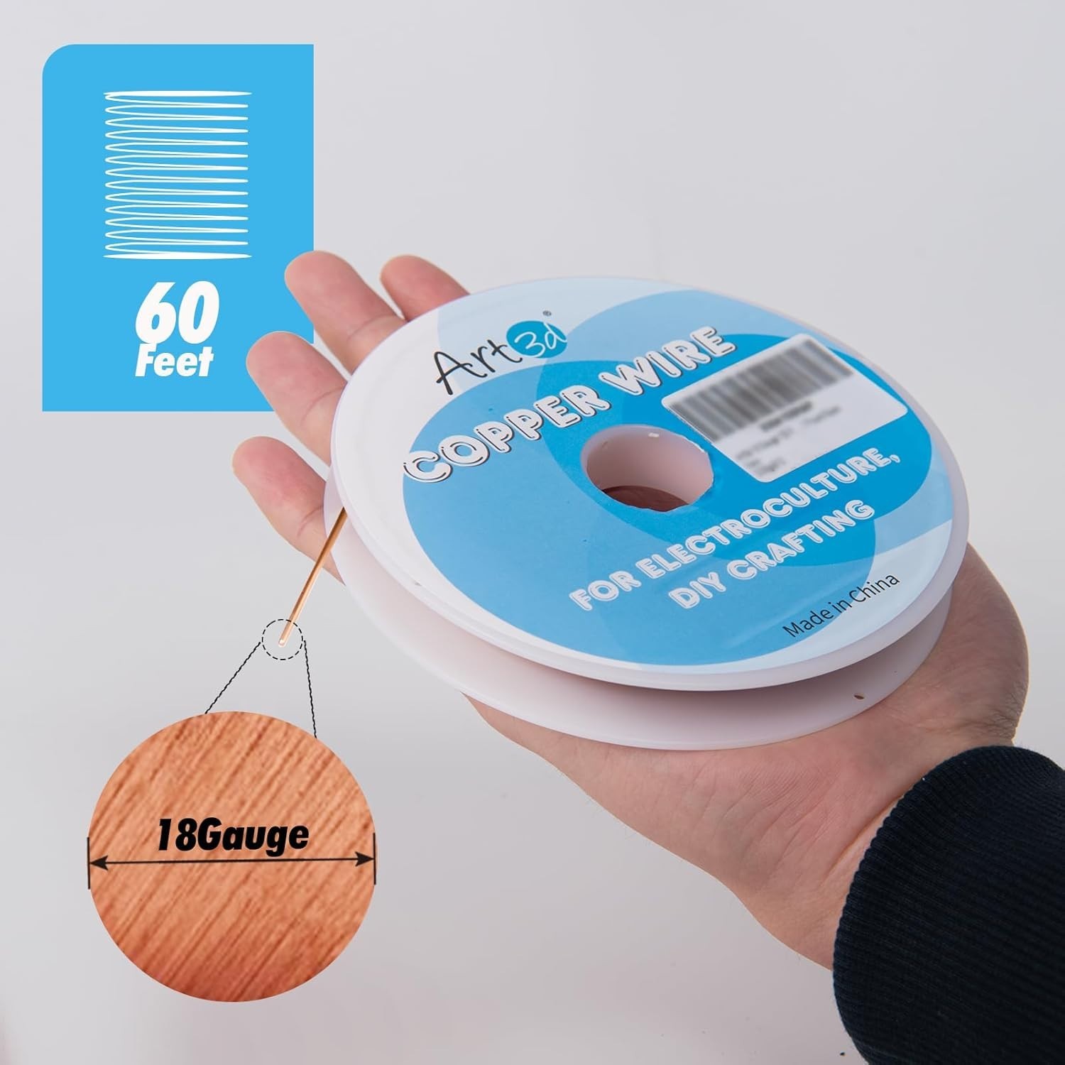 18 Gauge 60 FT Soft Copper Wire – Ideal for DIY Crafts & Electroculture