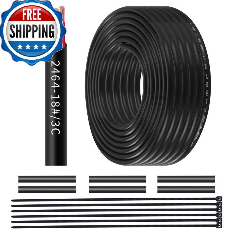 Sbqwmzon 18 Gauge 11 Strand 3 Conductor Electrical Wire Ul2464 Rated 100Ft