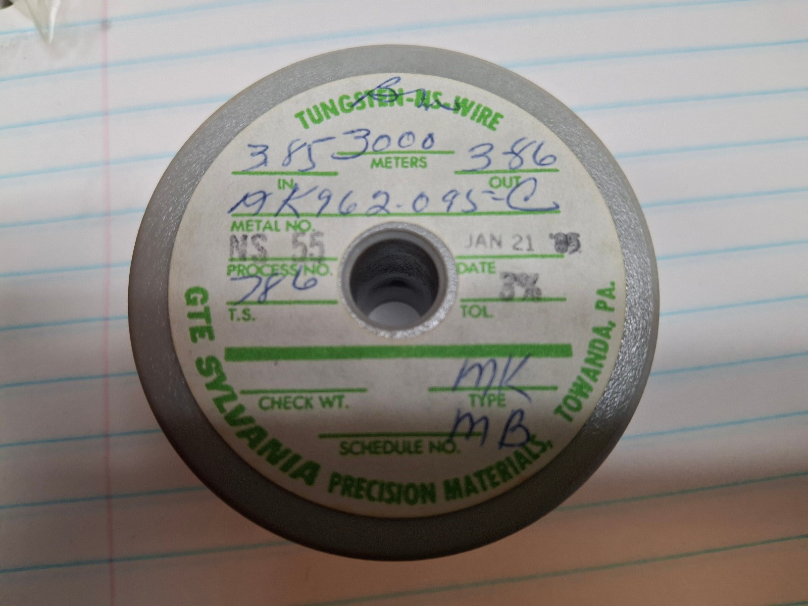 .002” TUNGSTEN WIRE .05mm X 3000m