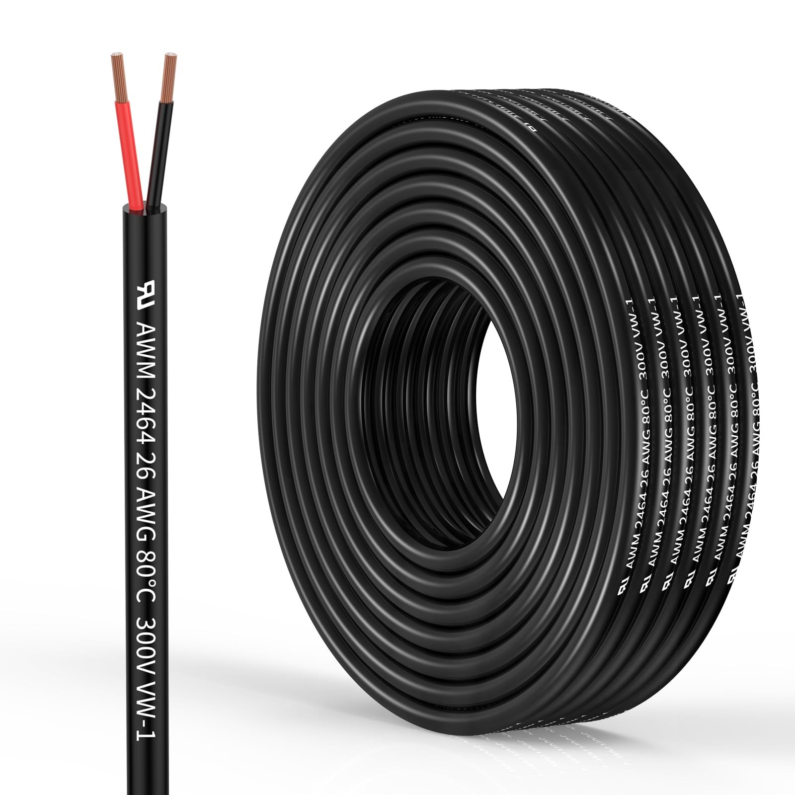 Tzmoik 26 Gauge 2 Conductor Electrical Wire 26Awg Electrical Wire Stranded Pvc