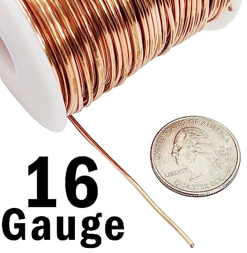 3 Pack 1 Pound 16 Gauge Bare Copper Wire, 126 Feet per Spool, Soft and Non-In…