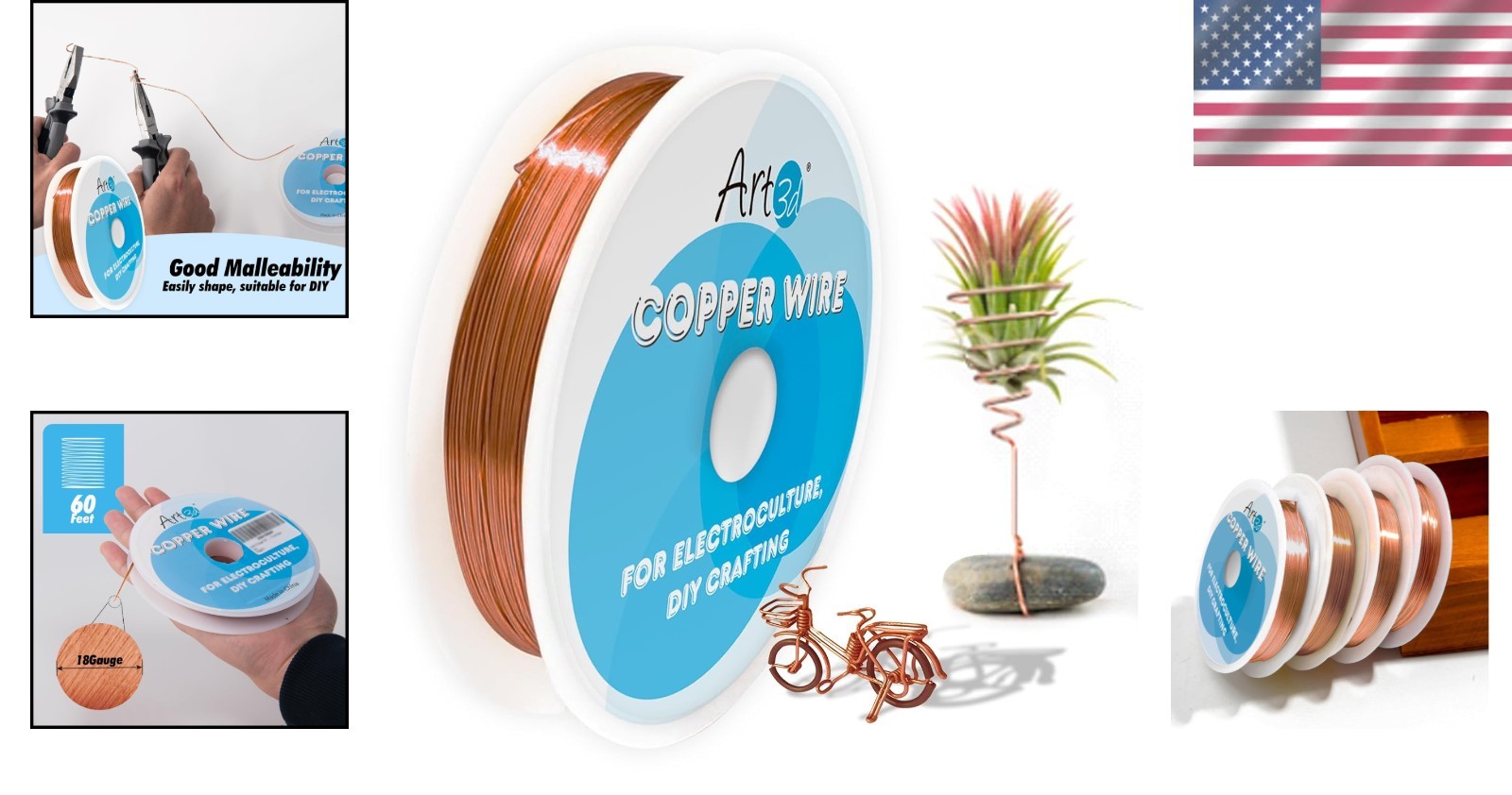 18 Gauge 60 FT Soft Copper Wire – Ideal for DIY Crafts & Electroculture