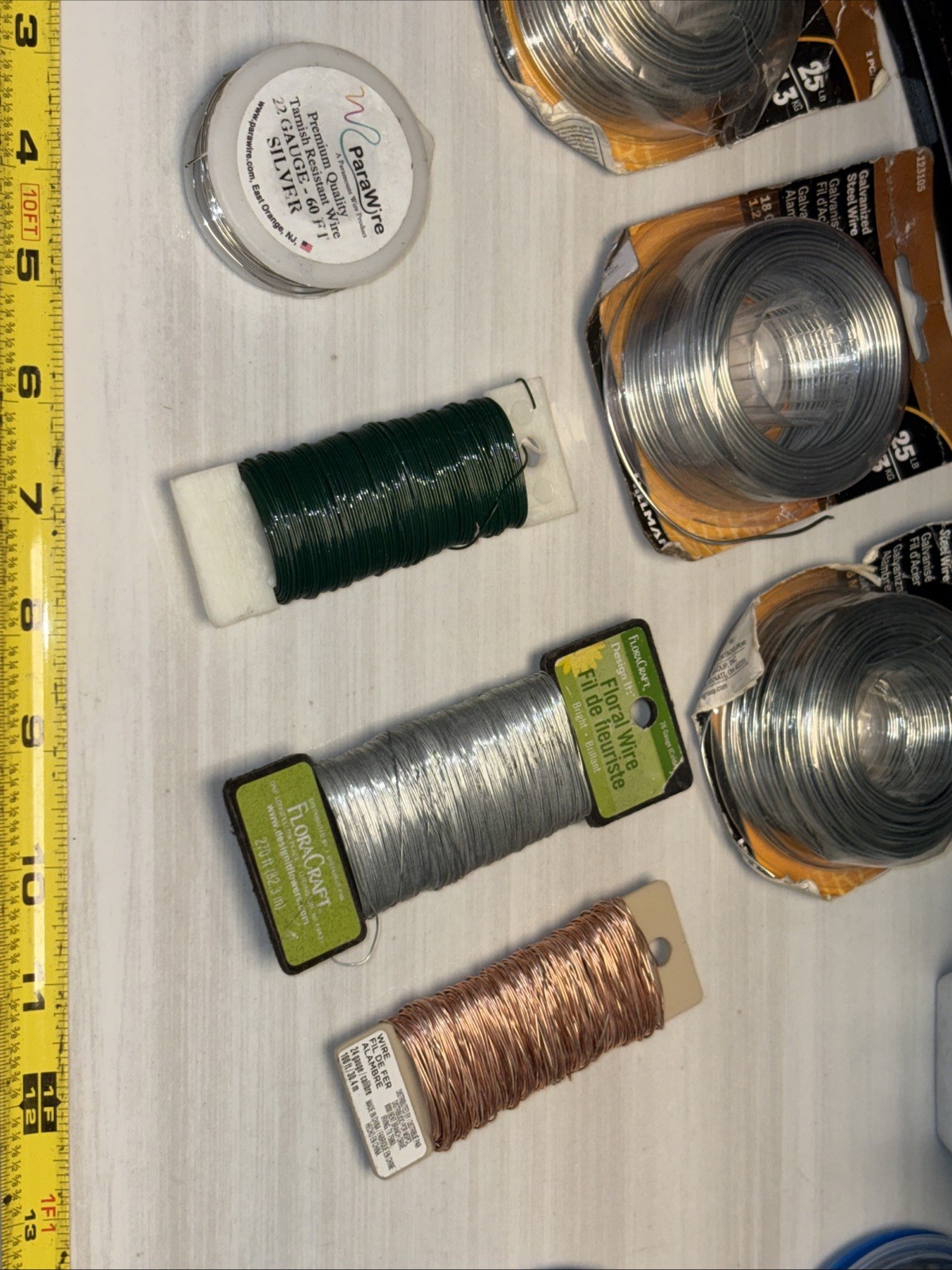 12 QTY! BULK LOT- Hillman Galvanized Steel Wire Spools 18 Gauge 19 Gauge Copper
