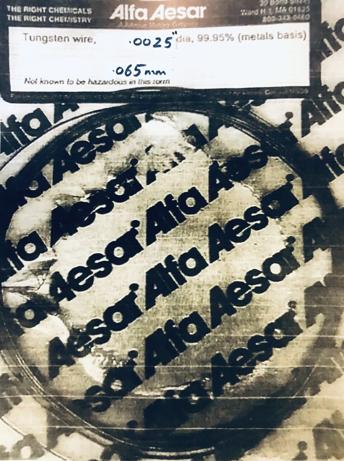 TUNGSTEN WIRE .0025” .06mm🇺🇸37 SIZES LISTED 99.95% PURE WOLFRAM🇺🇸MADE IN USA