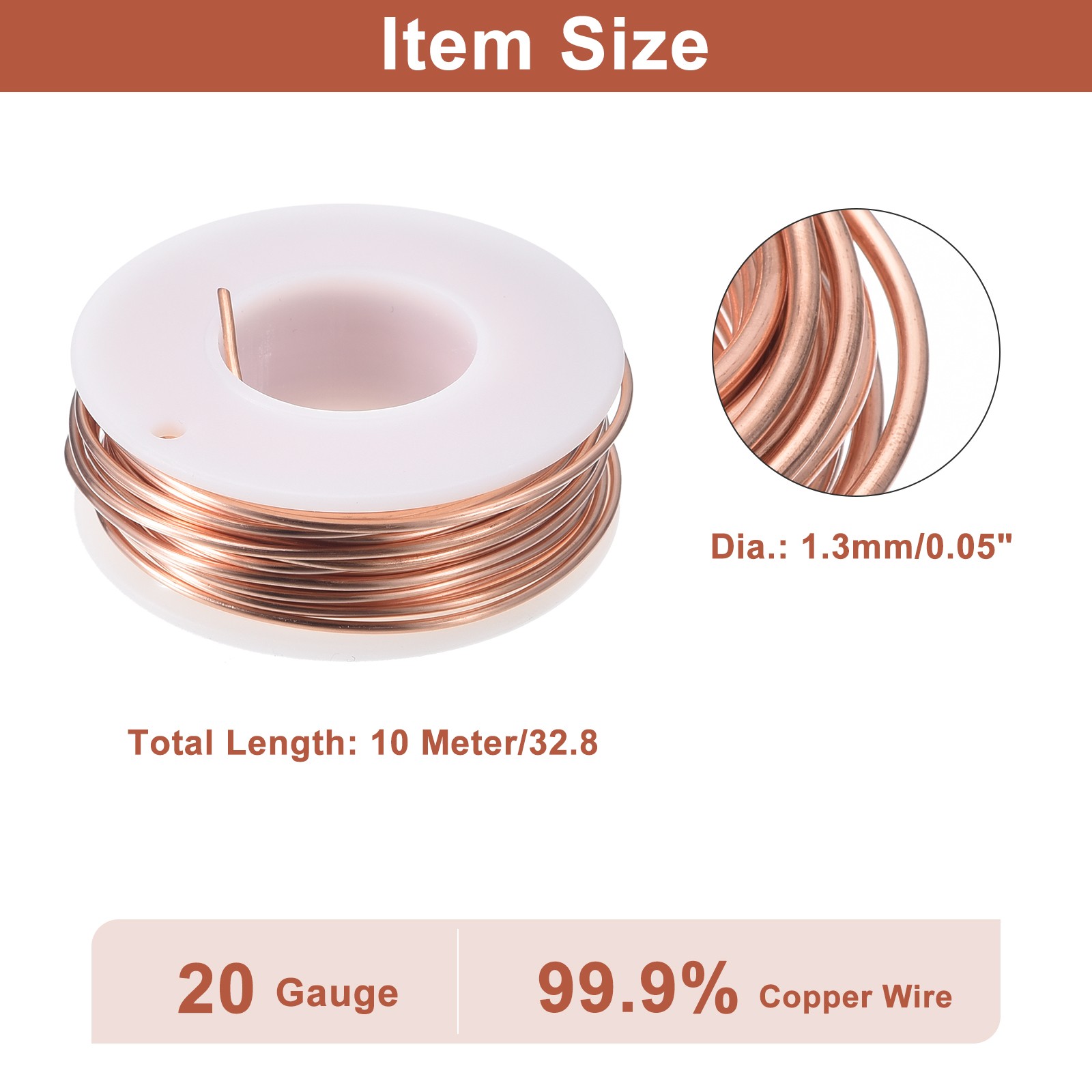 Soft Copper Wire (16 AWG, 10m), 99.9% Pure for Crafts