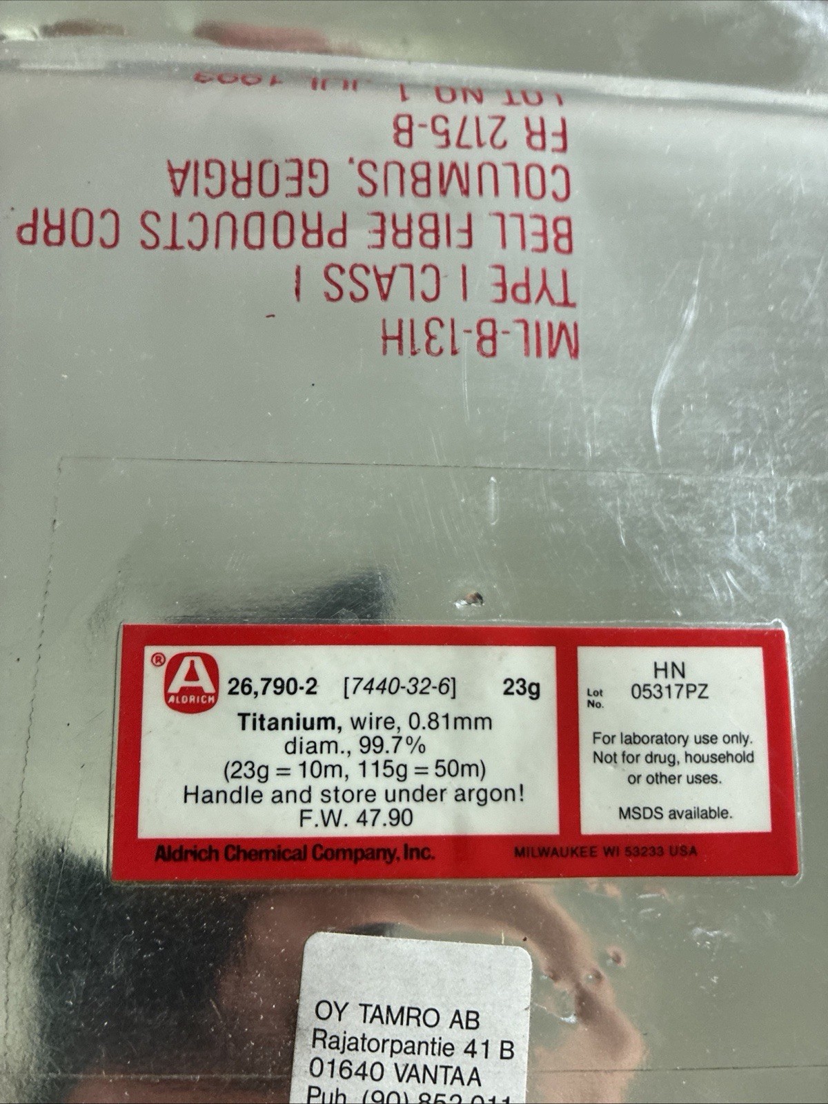 Diameter 0.81mm 23g =10m 99.7% Pure Titanium Wire