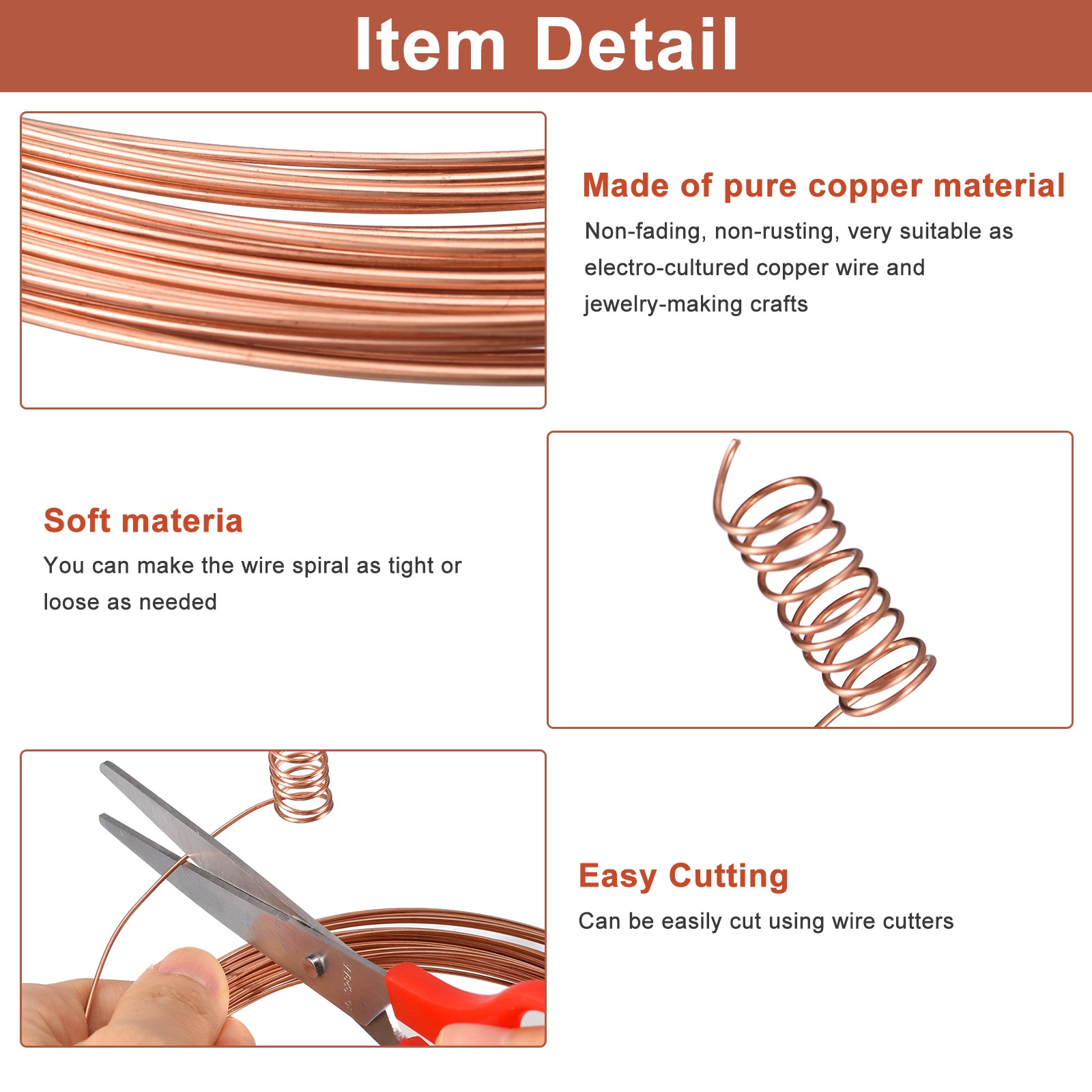 Soft Copper Wire 18 Gauge 16.4FT Pure Bare Copper Wire for Crafts