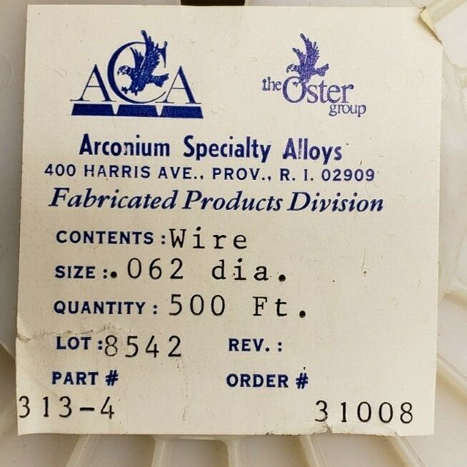 20ft of 99.99% pure Indium wire dia. of 0.062” (1.575mm)