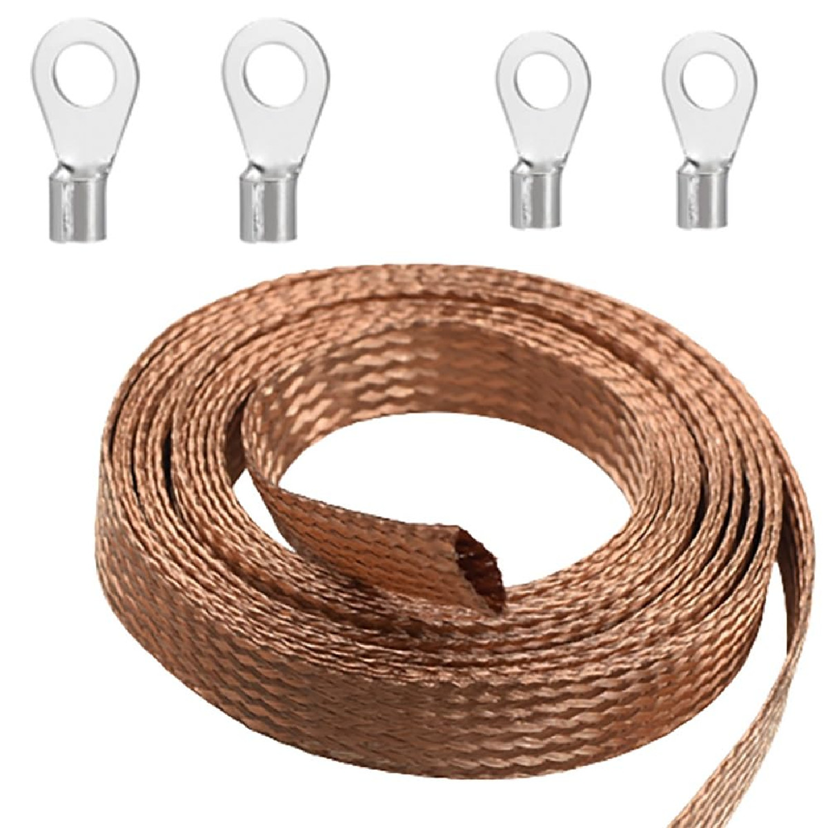 Euogeudel Flat Copper Braid Cable11Mm Flat Copper Braided Ground Strap Wire