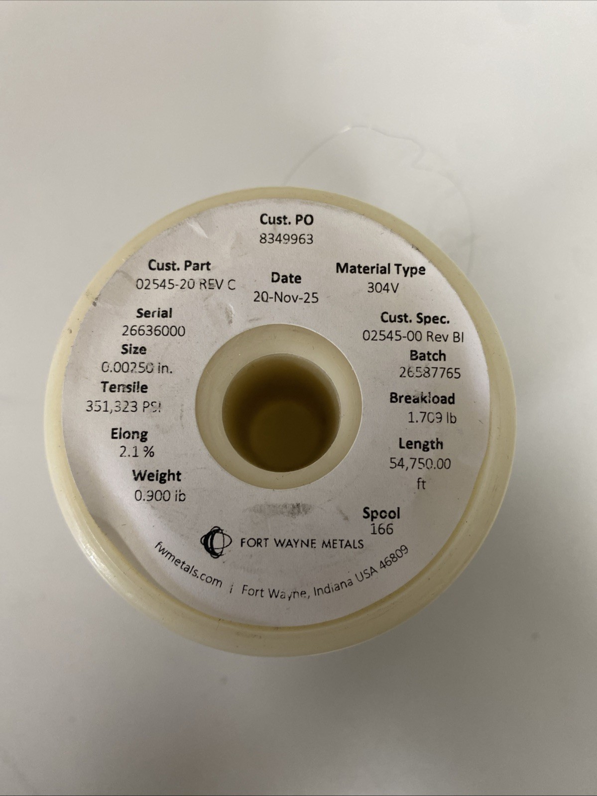 Fort Wayne Metals 304V Stainless Steel Wire Ribbon 0.00250 In, 54,700 Ft