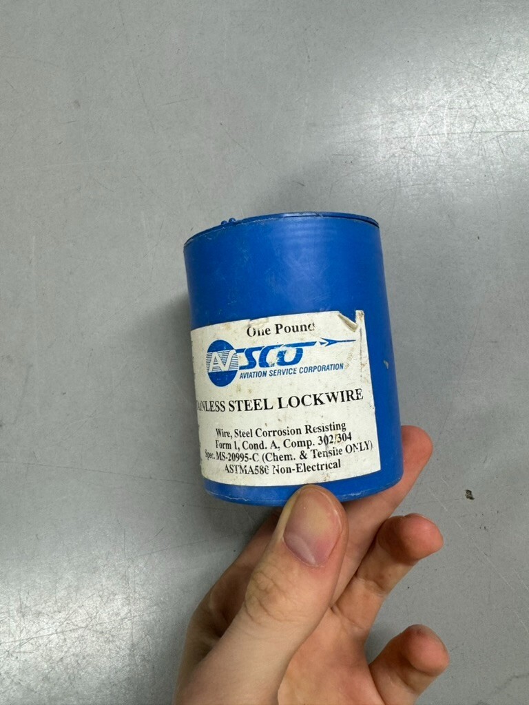 AVSCO Aircraft Stainless Steel Lockwire Canister – Diameter .041 – 85% Full