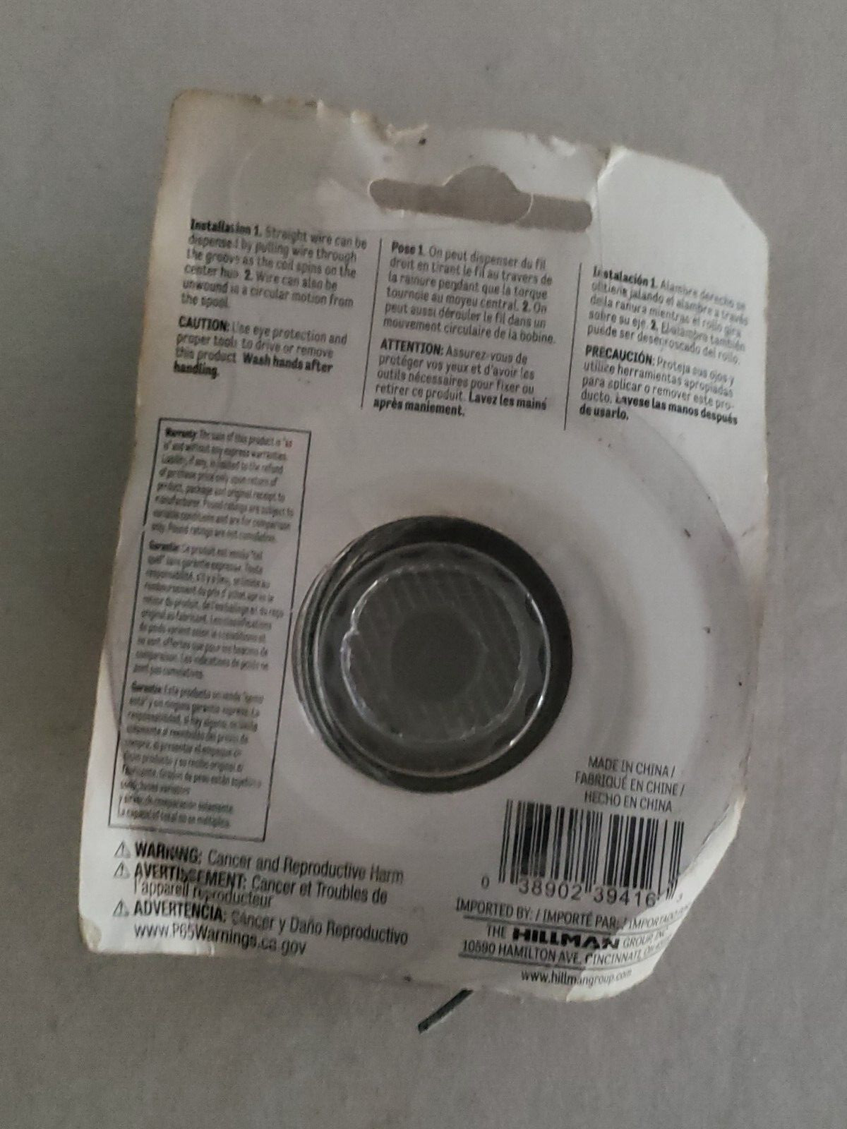 Hillman Galvanized Steel Wire 16 Gauge 25 ft. spool. #123130 NEW pck wear