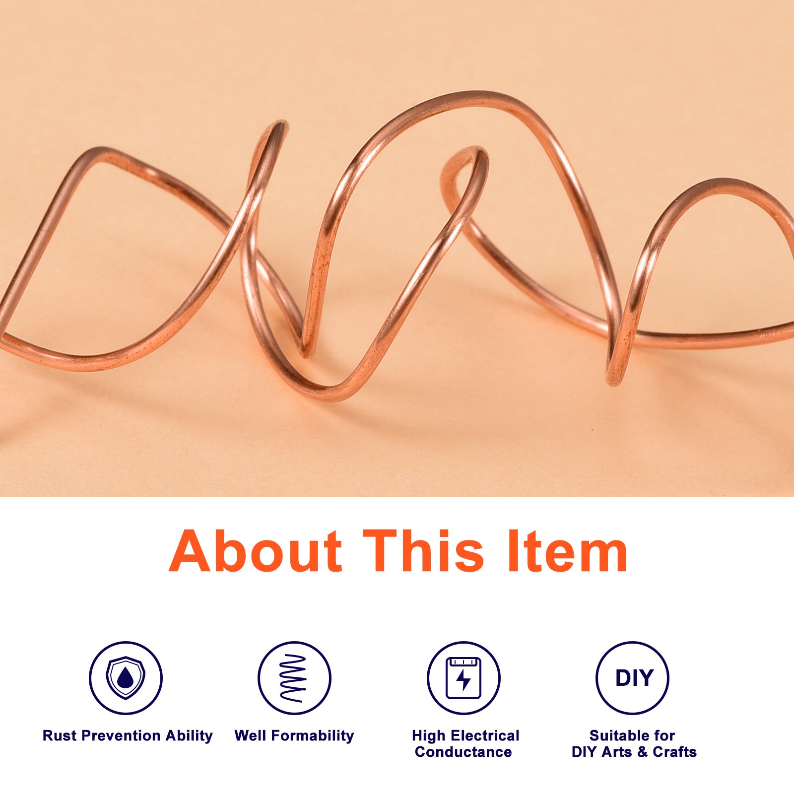 Soft Copper Wire (12 Gauge, 32.8 FT), 99.9% Pure Bare Copper Wire for Crafts