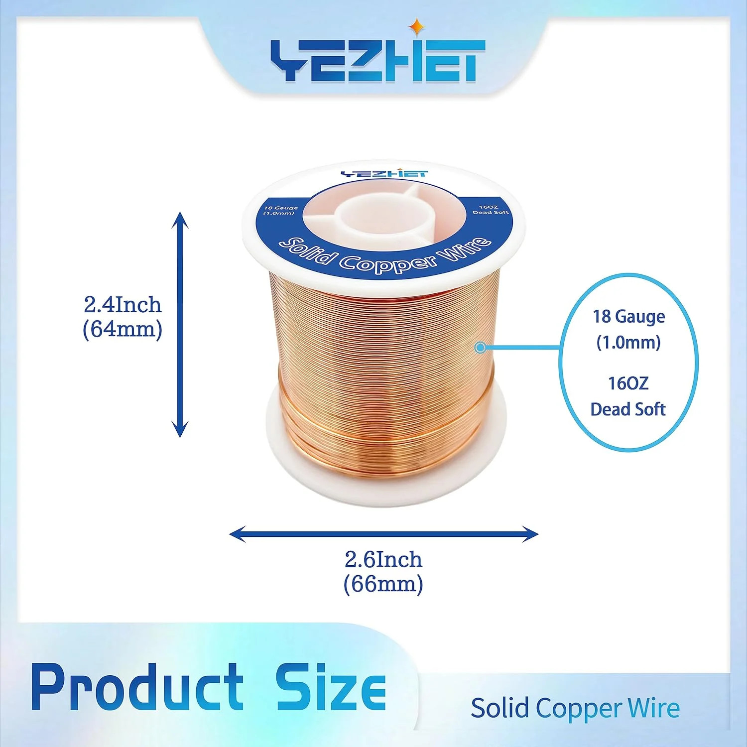 99.9% Solid Bare Copper Wire(18 Gauge(1.0MM), 213Ft), Dead Soft 1 Pound Spool Pu