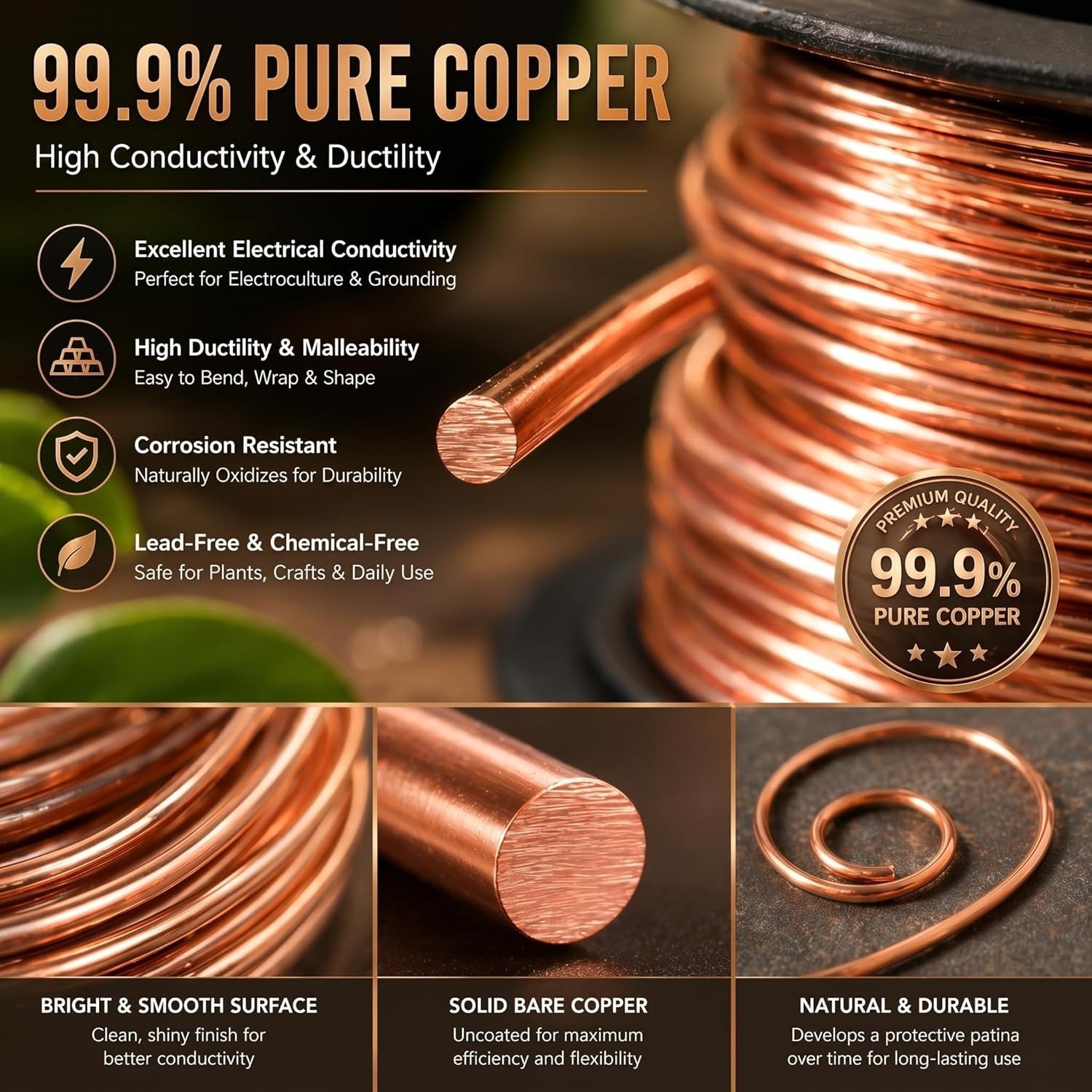 Flexible 100ft 28 Gauge Copper Wire – Ideal for Jewelry Making & Electroculture