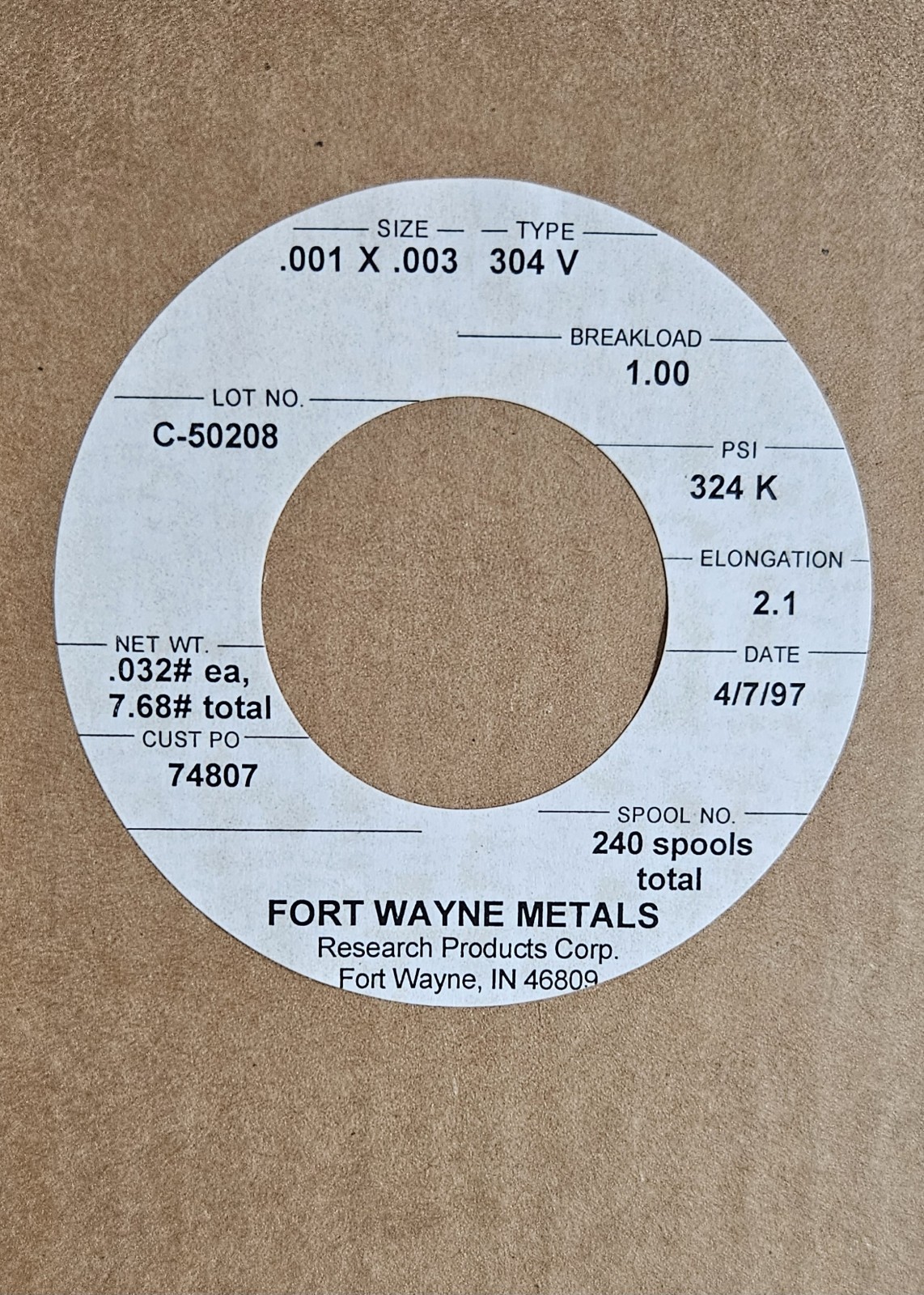 Fort Wayne Metals 304V Single End Flat Wire .001x.003″ Stainless Expired Surplus