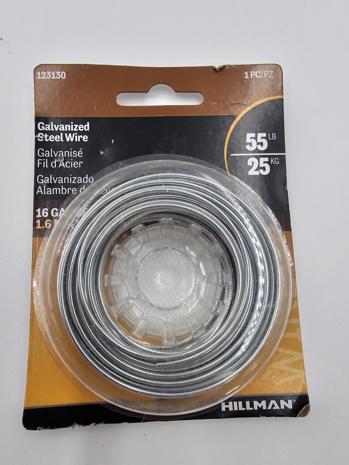 Hillman Galvanized Steel Wire, 123130 55lb 16 Gauge, 25′