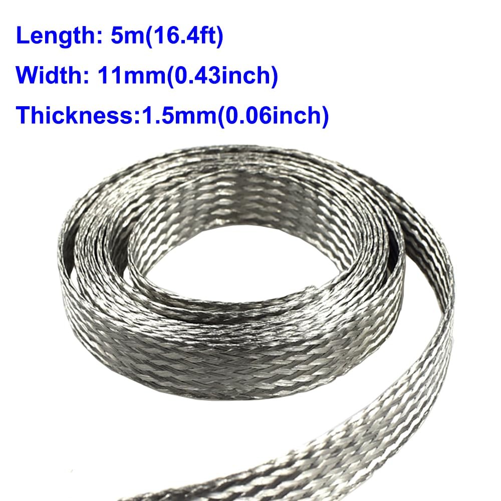 Euogeudel Tinned Flat Copper Braid Cable11Mm Flat Copper Braided Ground Strap