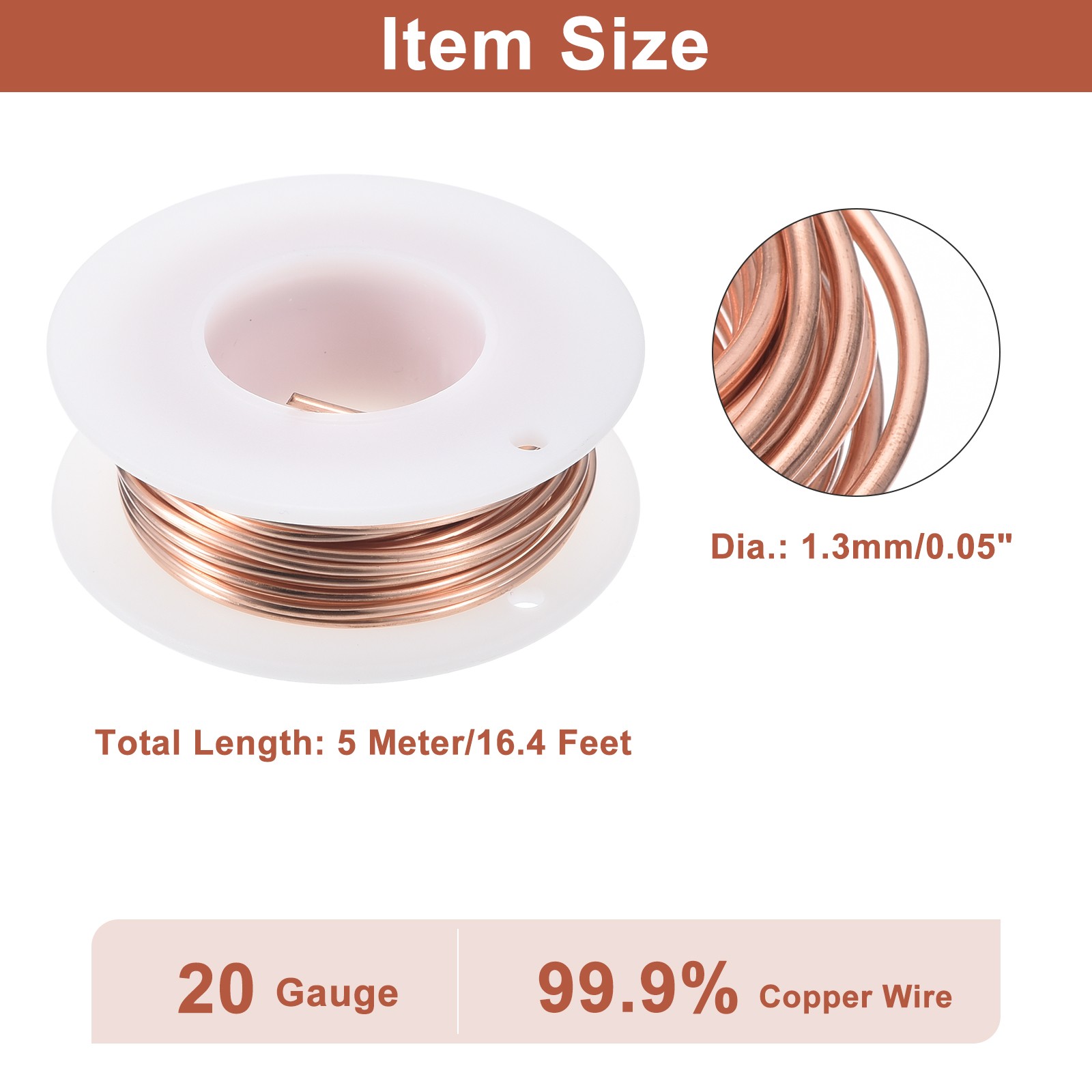 Soft Copper Wire 16 Gauge 16.4FT Pure Bare Copper Wire for Crafts
