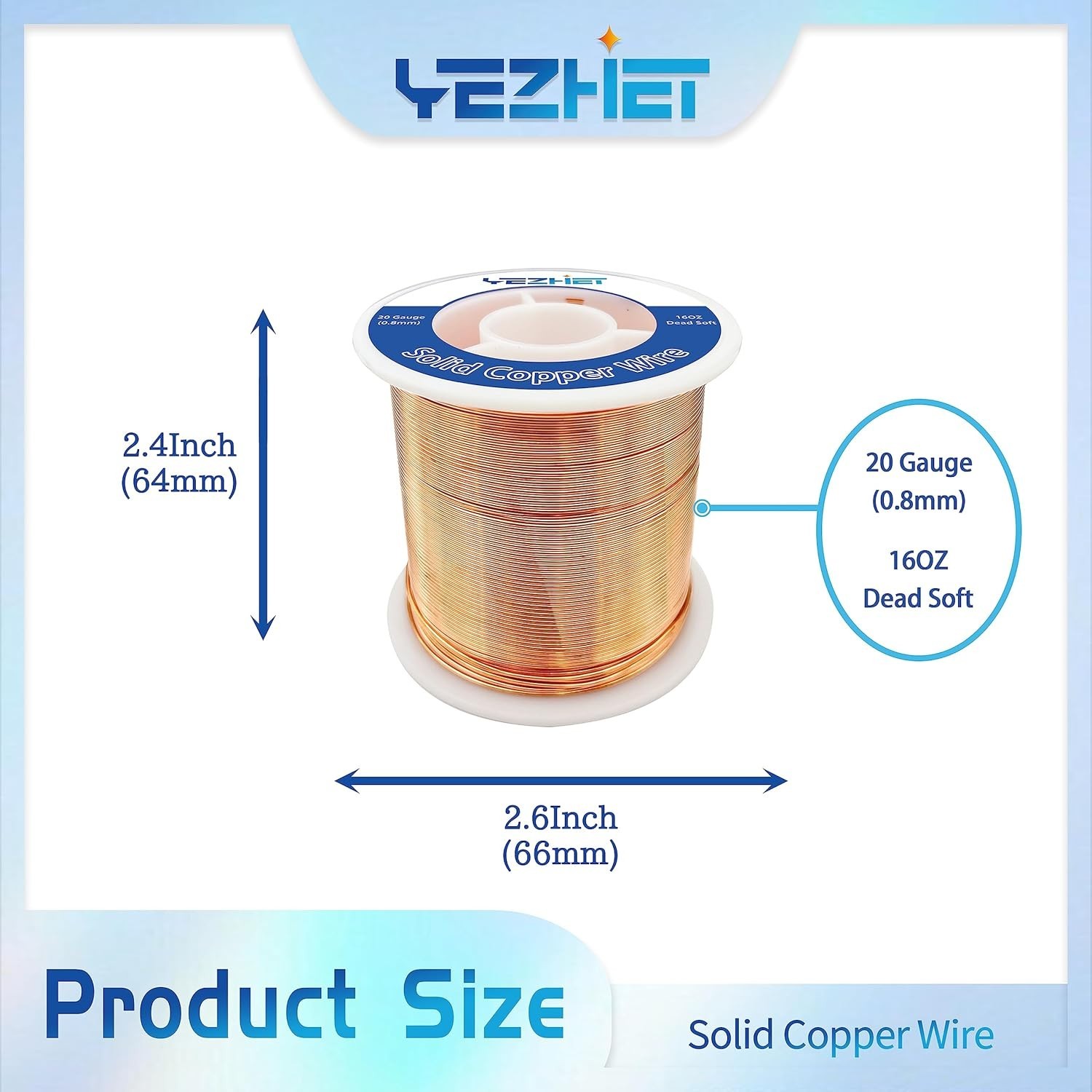 99.9% Solid Bare Copper Wire(20 Gauge, 330Ft), Dead Soft, 1 Pound Spool