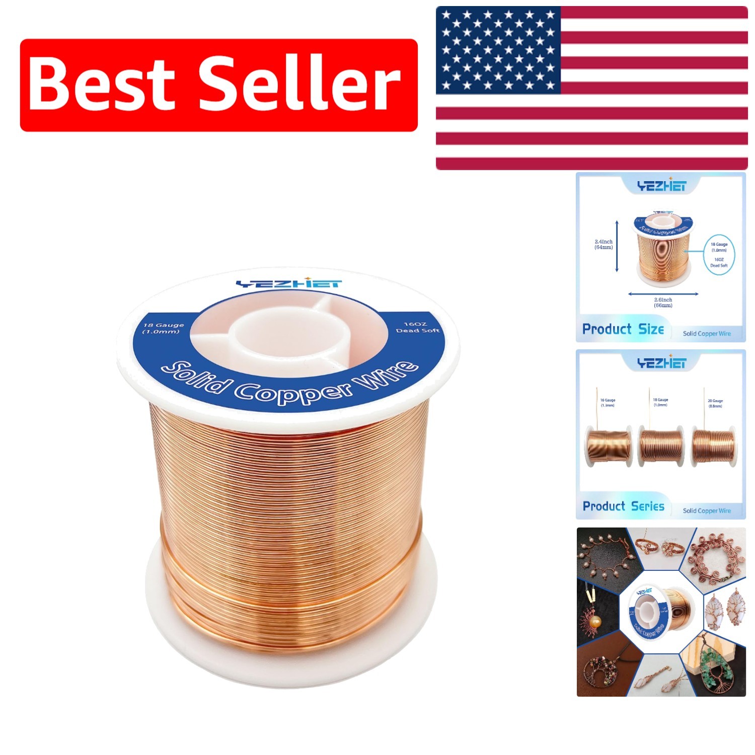 213Ft 18 Gauge Solid Bare Copper Wire Spool – Perfect for Crafts & Jewelry