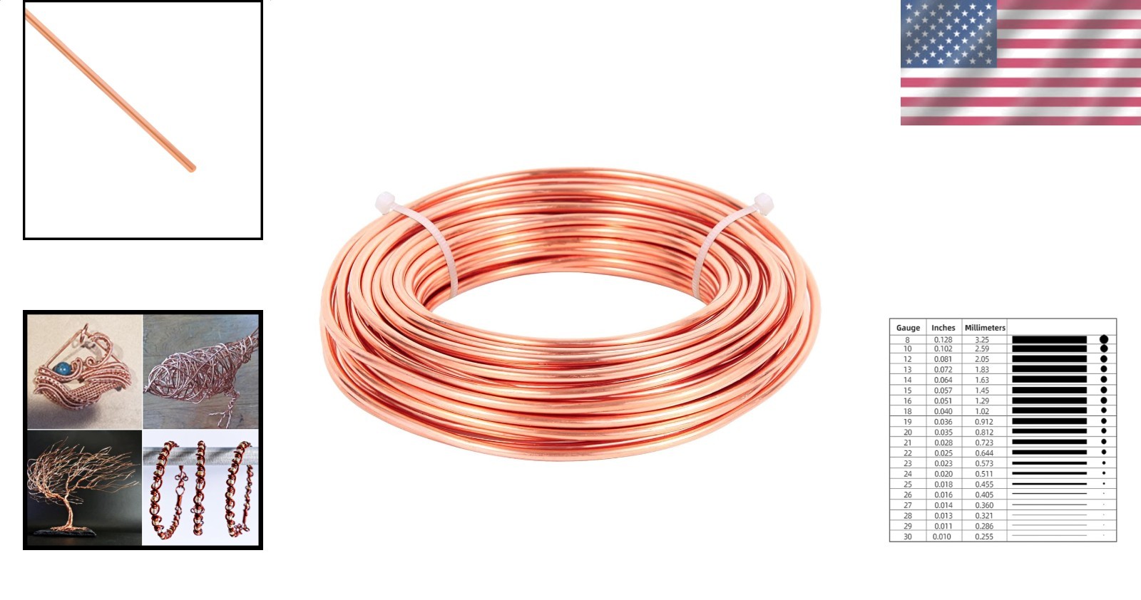 Dead Soft 3.2mm Copper Wire 5oz 8 Gauge for DIY Projects, Jewelry Making