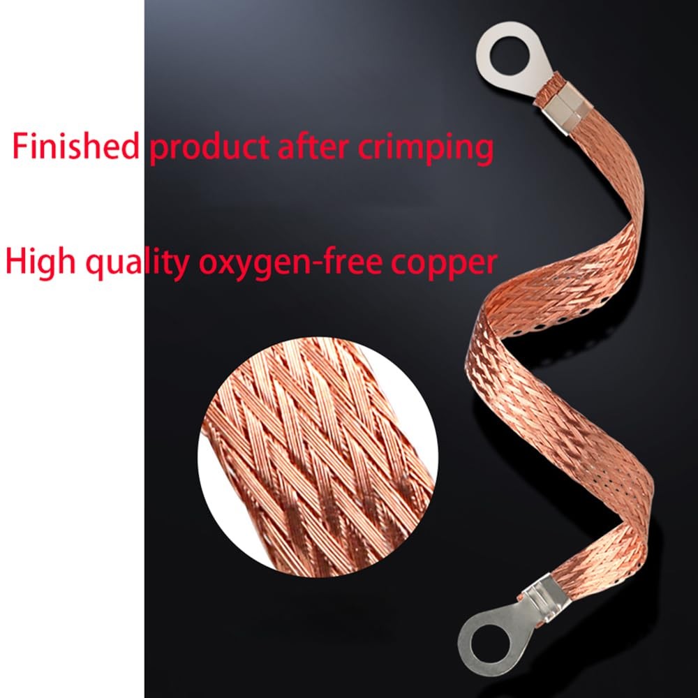 Euogeudel Flat Copper Braid Cable11Mm Flat Copper Braided Ground Strap Wire
