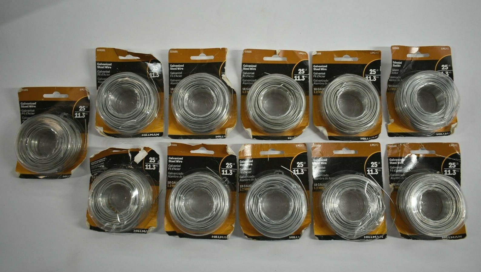 Lot Of 11 Hillman 123105 Steel Galvanized Finish Wire Spool Dispenser 11.3Kg