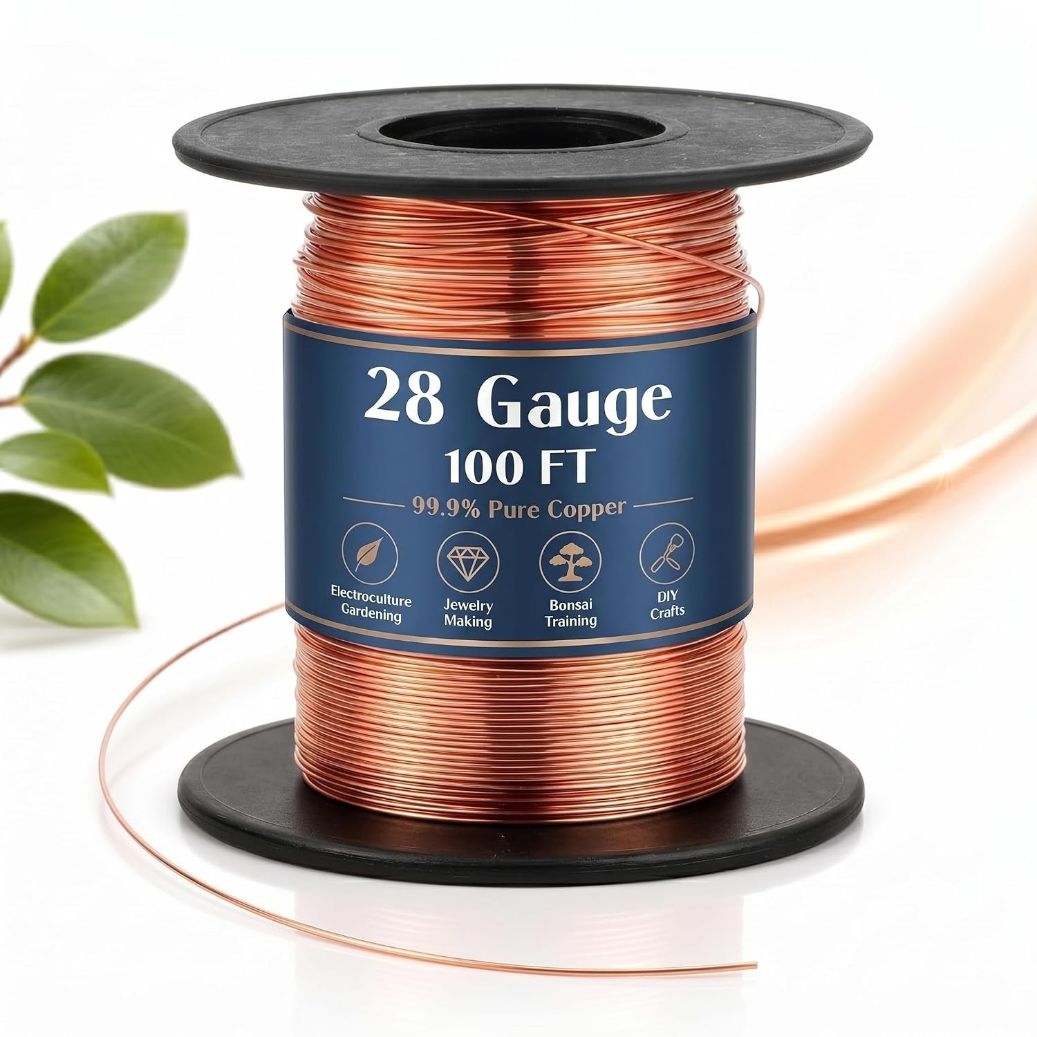100ft 28 Gauge Pure Copper Wire Spool for Jewelry Making & Gardening Crafts