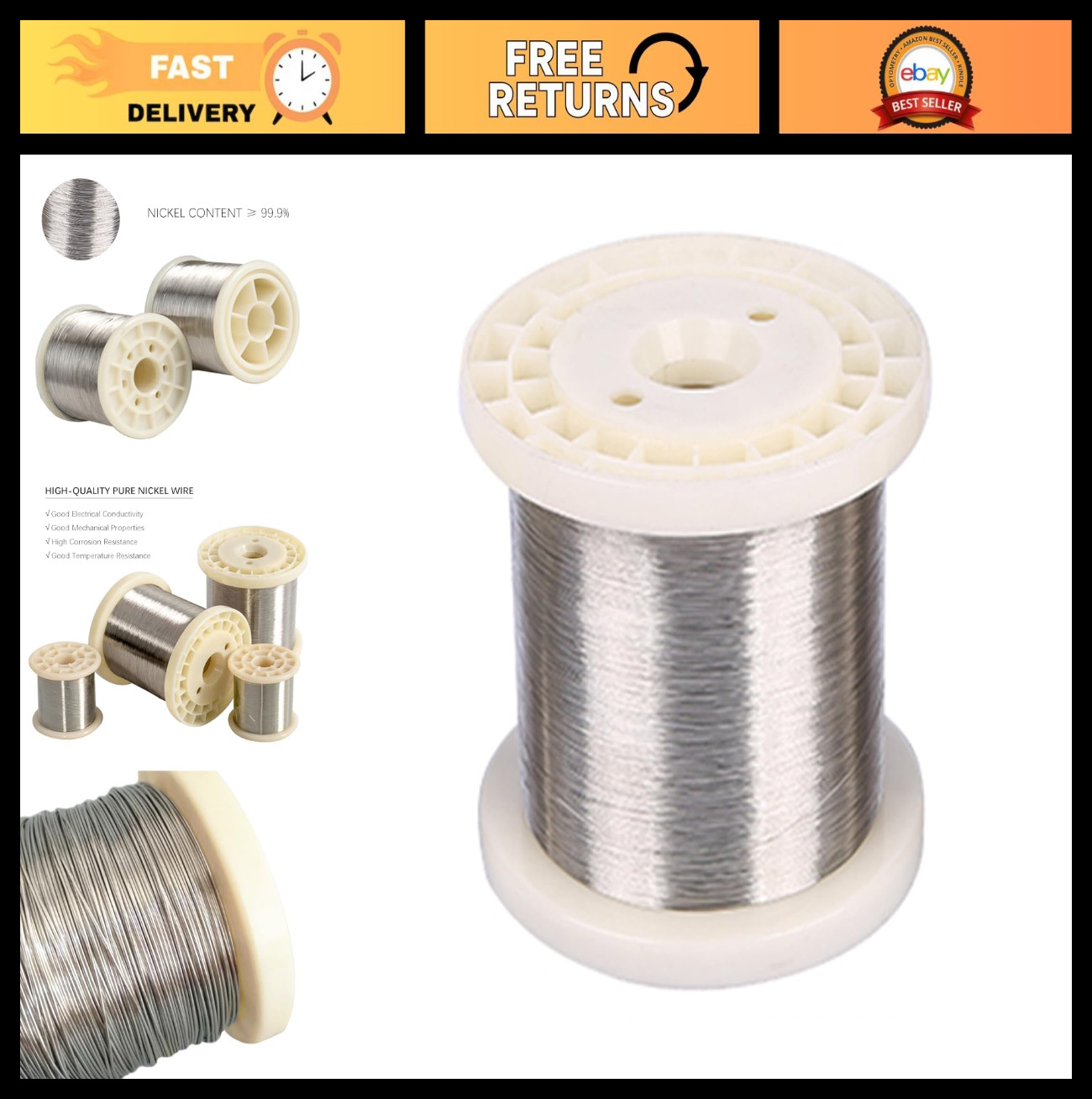 High Purity 0.1mm Nickel Wire 10m/32.81ft for Manufacturing & Experiments