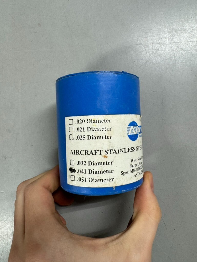 AVSCO Aircraft Stainless Steel Lockwire Canister – Diameter .041 – 85% Full