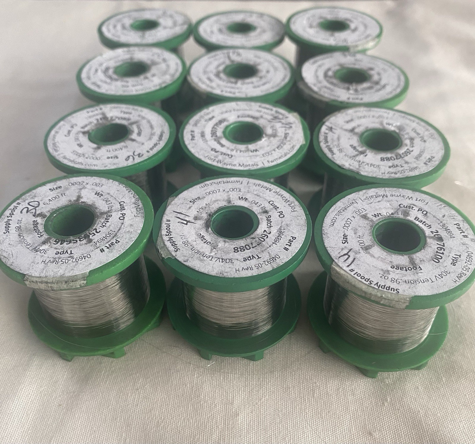 Fort Wayne Metals 304V Stainless Steel Wire 6400ft Spool. Lot Of 12 .0007x.003