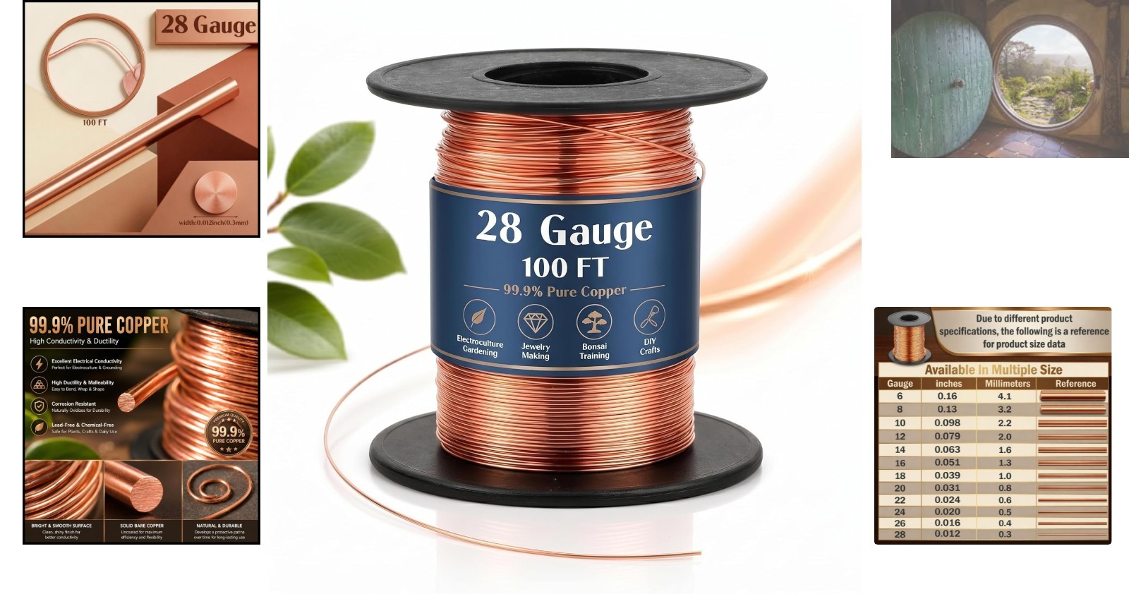 Flexible 100ft 28 Gauge Copper Wire – Ideal for Jewelry Making & Electroculture