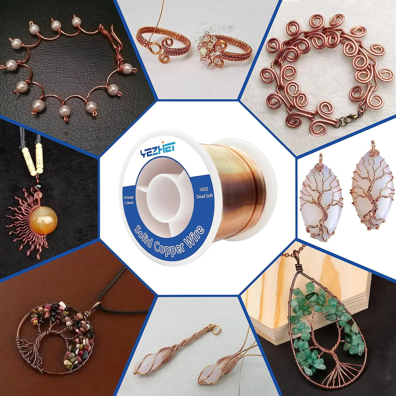 99.9% Solid Bare Copper Wire(18 Gauge(1.0MM), 213Ft), Dead Soft 1 Pound Spool Pu